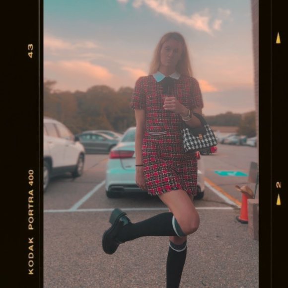 NWT Red&Black Tweed Collard Dress w/ Bow Tie - Taylor Swift TTPD inspired - Picture 3 of 4